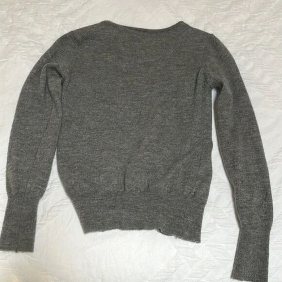 Rare merino wool sweater gray French Connection purple sequin wink design Medium - Picture 4 of 4